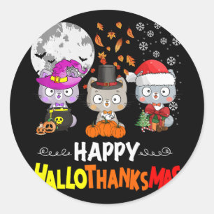 Adesivo Feliz Natal de Ação de Graças de Halloween HalloOb