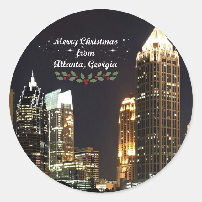 Adesivo Feliz Natal de Atlanta, Georgia Classic Roun (Frente)