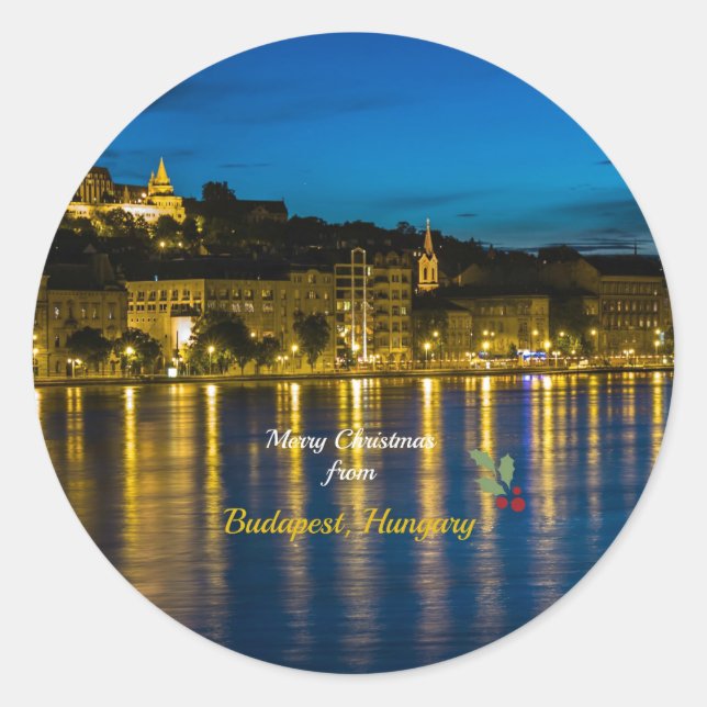 Adesivo Feliz Natal de Budapeste, Hungria (Frente)