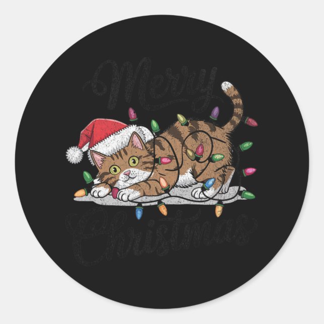 Adesivo Feliz Natal de Gato Negro Assustador Halloween (Frente)