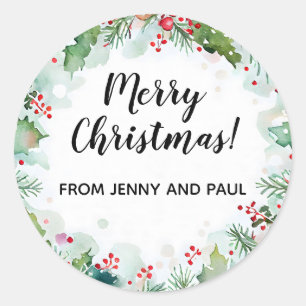 Adesivo Feliz Natal de Holly e Ivy Wreath