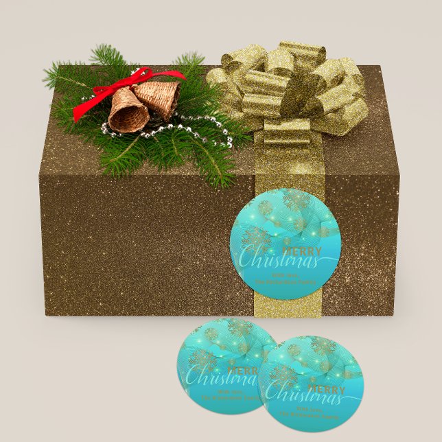 Adesivo Feliz Natal de Teal Winter Wonderland (Criador carregado)