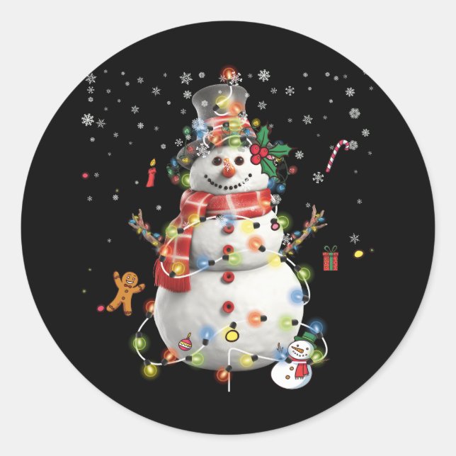 Adesivo Feliz Natal Decor Snowman Luzes de Natal (Frente)
