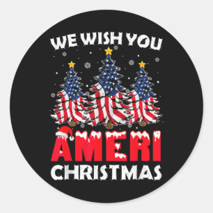 Adesivo Feliz Natal Desejamos-Lhe Ameri Xmas American Fl