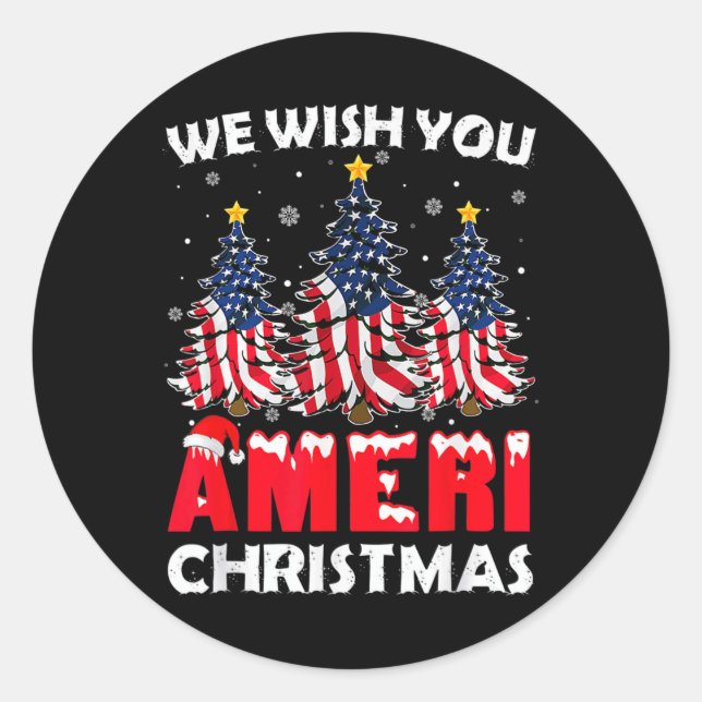Adesivo Feliz Natal Desejamos-Lhe Ameri Xmas American Fl (Frente)