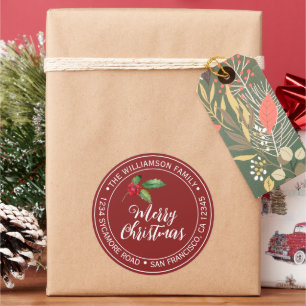 Adesivo Feliz Natal Devolução Endereço Vermelho