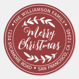 Adesivo Feliz Natal Devolução Endereço Vermelho