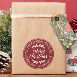 Adesivo Feliz Natal Devolução Endereço Vermelho