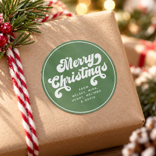 Adesivo Feliz Natal Diversão Tipografia Simples Retro Mode