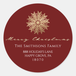 Adesivo Feliz Natal Do Burgundy Dourado RSVP Snowflake