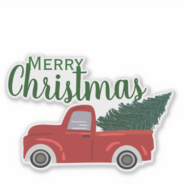 Adesivo Feliz Natal do caminhão vermelho (Frente)