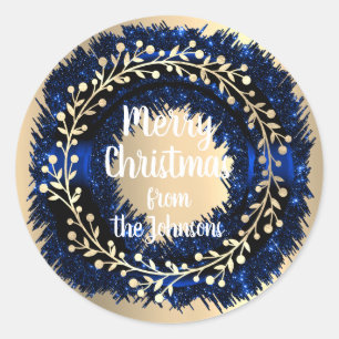 Adesivo Feliz Natal Do Marinho Dourado Wreath