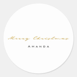 Adesivo Feliz Natal Do Nome Dourado Minimalismo Branco