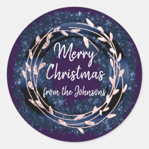 Adesivo Feliz Natal Do Nome Marinho Purple Rosa Wreath