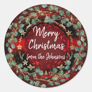 Adesivo Feliz Natal Do Nome Maroon Mint Wreath Dourado
