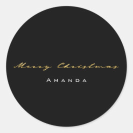 Adesivo Feliz Natal Do Nome Minimalismo Dourado Negro