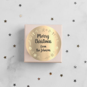 Adesivo Feliz Natal Do Nome Reindeer Dourado Wreath