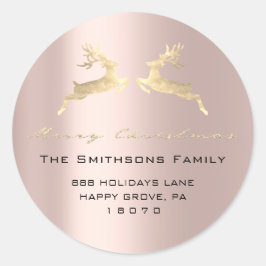 Adesivo Feliz Natal Do Nome Rosa Dourado RSVP Reindeer