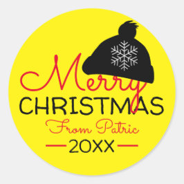 Adesivo Feliz Natal Do Nome Snowflakes Gift Yellow
