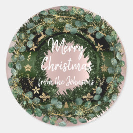 Adesivo Feliz Natal Do Nome Winter Rose Gold Wreath