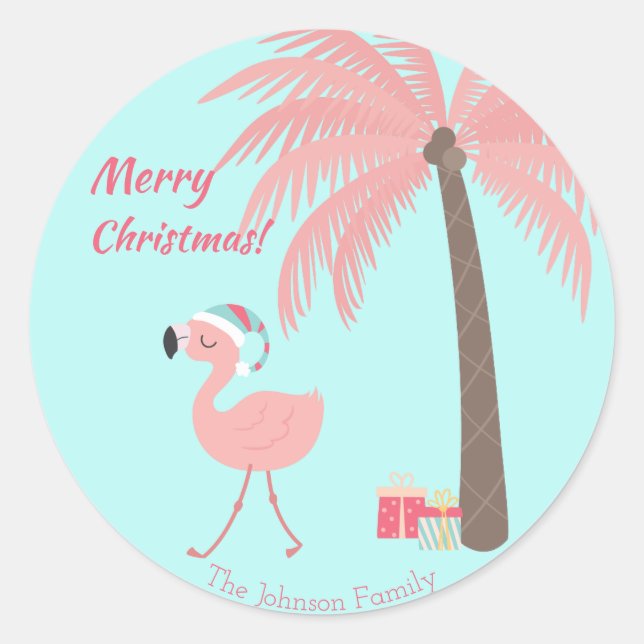 Adesivo Feliz Natal  -  Doce Flamingo Santa Tropical  (Frente)