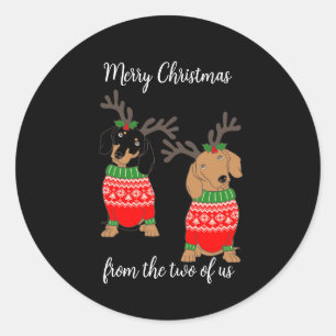 Adesivo Feliz Natal Dois Dachshances Desenterrados