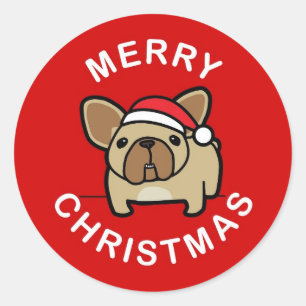 Adesivo Feliz Natal dos Fawn Papais noeis Frenchie - Verme