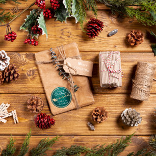 Adesivo Feliz Natal Dos Papais noeis Reindeer Verde