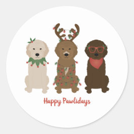 Adesivo Feliz Natal dos Pawlidays Goldendoodododle