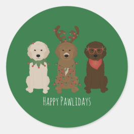 Adesivo Feliz Natal dos Pawlidays Goldendoodododle