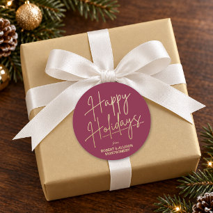 Adesivo Feliz Natal Dourado Elegante Férias Cranberry