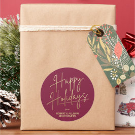 Adesivo Feliz Natal Dourado Elegante Férias Cranberry