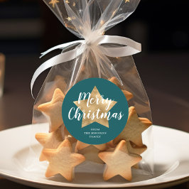 Adesivo Feliz Natal Dourado Estrela Verde