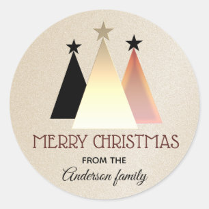 Adesivo Feliz Natal Dourado geométrico, cor-de-rosa