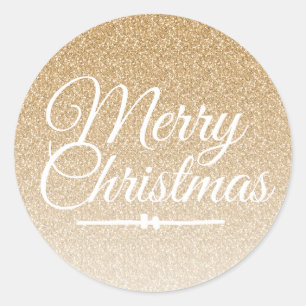 Adesivo Feliz Natal Dourado - Selo de Envelope de Ombre