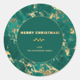 Adesivo Feliz Natal Dourado, Teal Marble Personalize