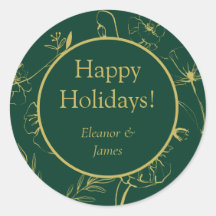 Feliz Natal e Ano Novo Elegante em Verde e Dourado