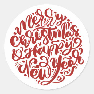 Adesivo Feliz Natal e Ano Novo Vermelho