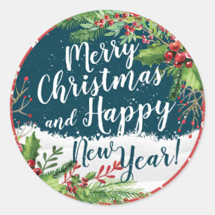 Adesivo Feliz Natal e Cartões de natal de Feliz ano novo