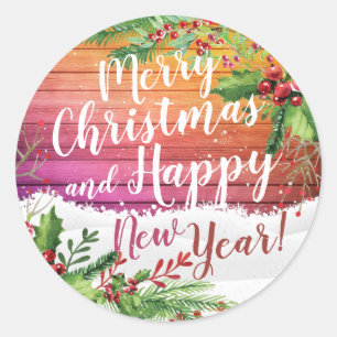 Adesivo Feliz Natal e Cartões de natal de Feliz ano novo