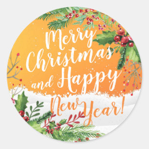 Adesivo Feliz Natal e Cartões de natal de Feliz ano novo
