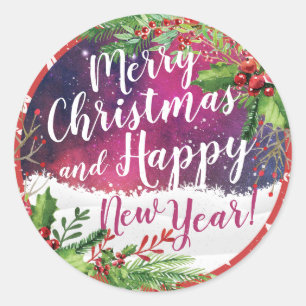 Adesivo Feliz Natal e Cartões de natal de Feliz ano novo