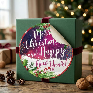Adesivo Feliz Natal e Cartões de natal de Feliz ano novo