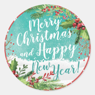 Adesivo Feliz Natal e Cartões de natal de Feliz ano novo