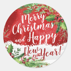 Adesivo Feliz Natal e Cartões de natal de Feliz ano novo