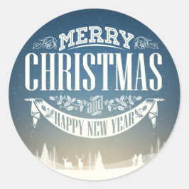 Adesivo Feliz Natal e Cena de Neve Feliz ano novo