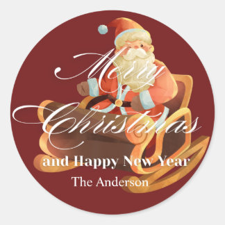 Adesivo feliz natal e feliz ano novo Clássico Redondo