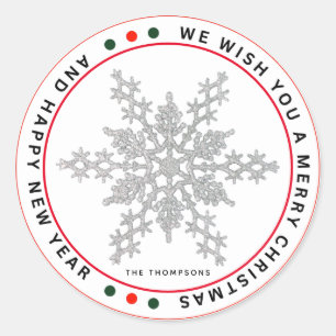 Adesivo Feliz Natal E Feliz ano novo Floco De Neve