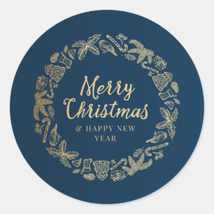 Adesivo Feliz Natal e Feliz ano novo monocromático