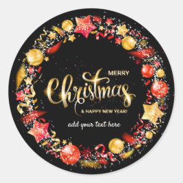 Adesivo Feliz Natal e Feliz ano novo Round Sticker